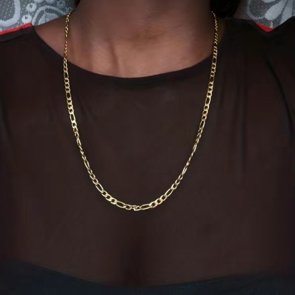 Gold Plated Figaro Chain Necklace - Picture 5 of 5